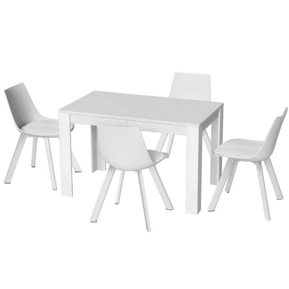 1 Dining Table and 4 Chairs Set Rectangle White