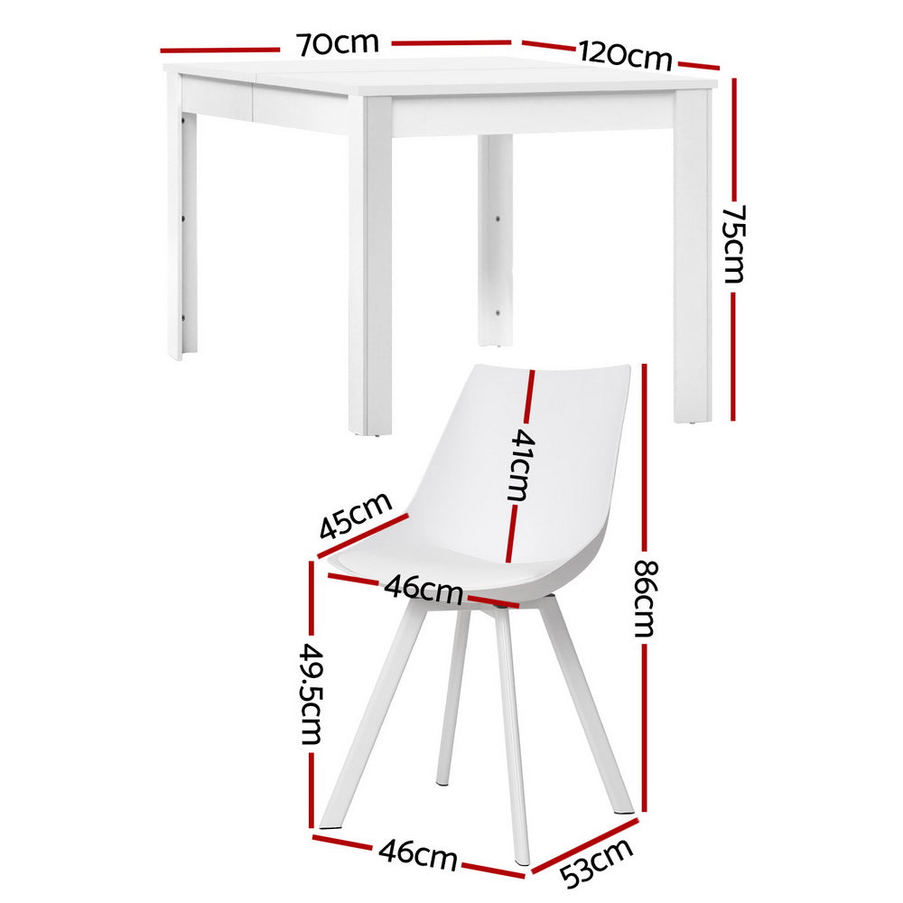 1 Dining Table and 4 Chairs Set Rectangle White