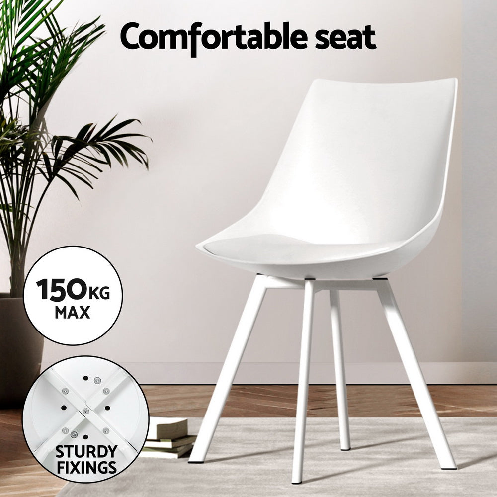 1 Dining Table and 4 Chairs Set Rectangle White