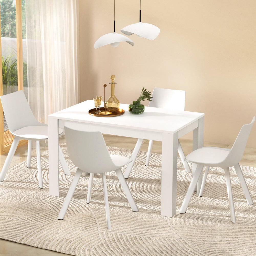 1 Dining Table and 4 Chairs Set Rectangle White