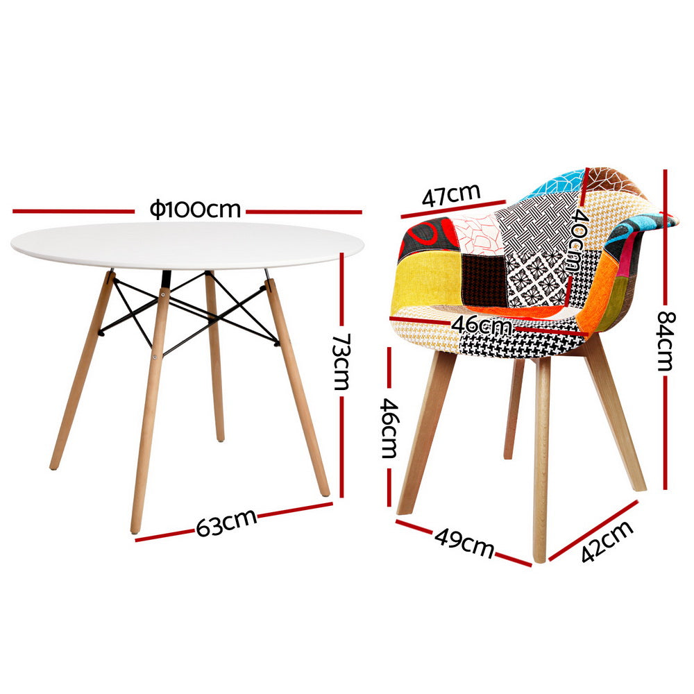 1 Dining Table and 4 Chairs Set DSW White
