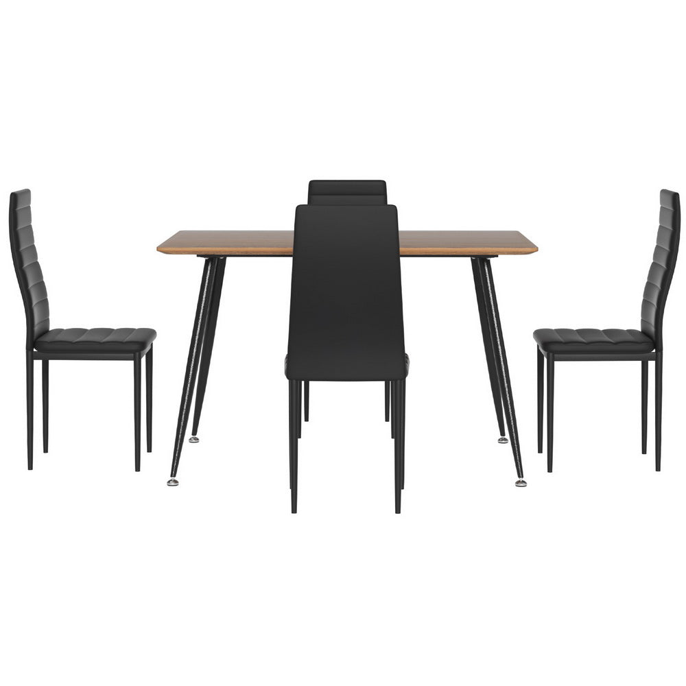 1 Dining Table and 4 Chairs Set Rectangle Metal