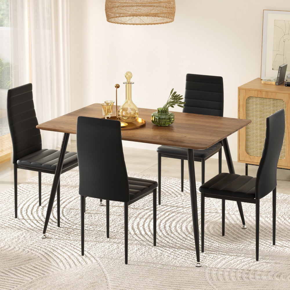 1 Dining Table and 4 Chairs Set Rectangle Metal