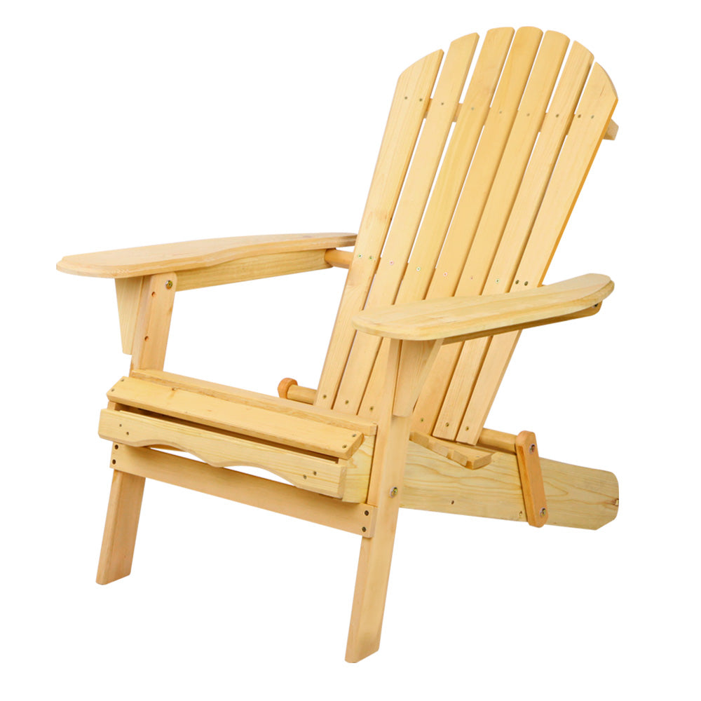 Gardeon Adirondack Outdoor Chairs Wooden Beach Chair Patio Furniture Garden Natural