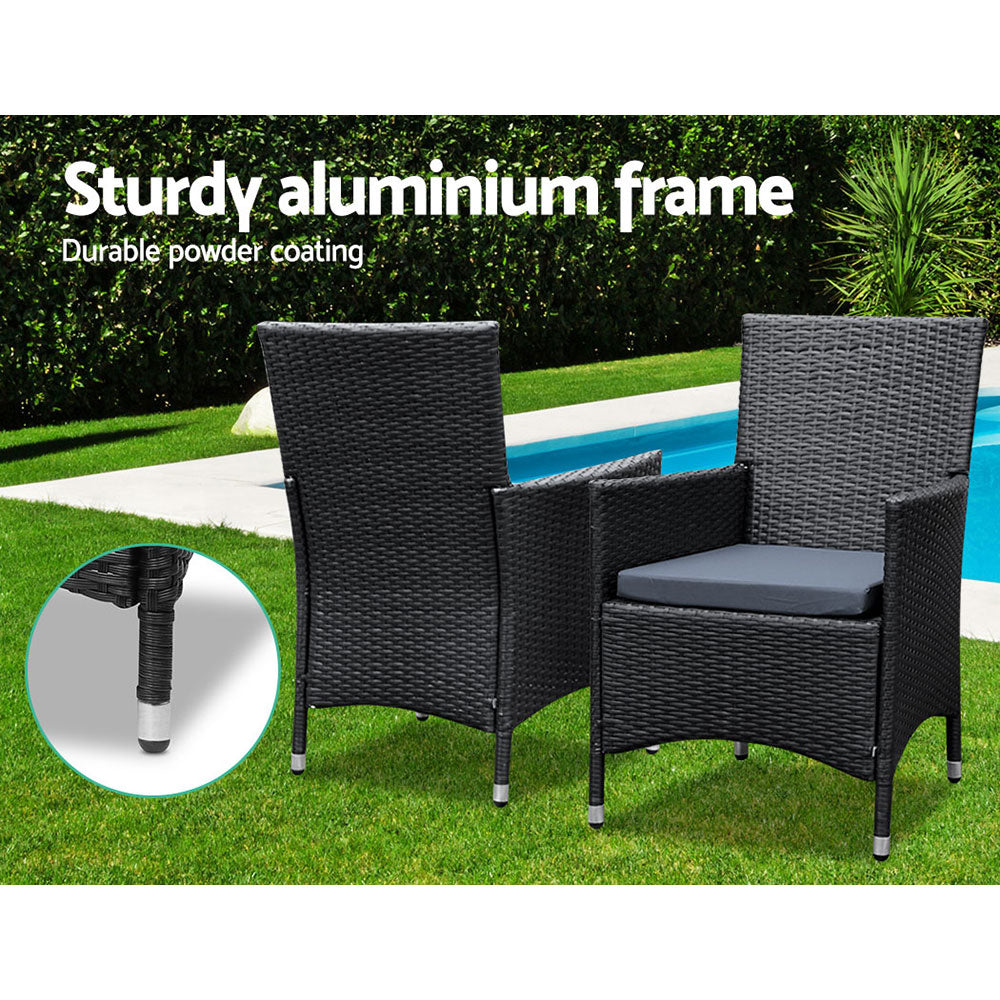 Outdoor Dining Set 7 Piece Wicker Lounge Setting Black