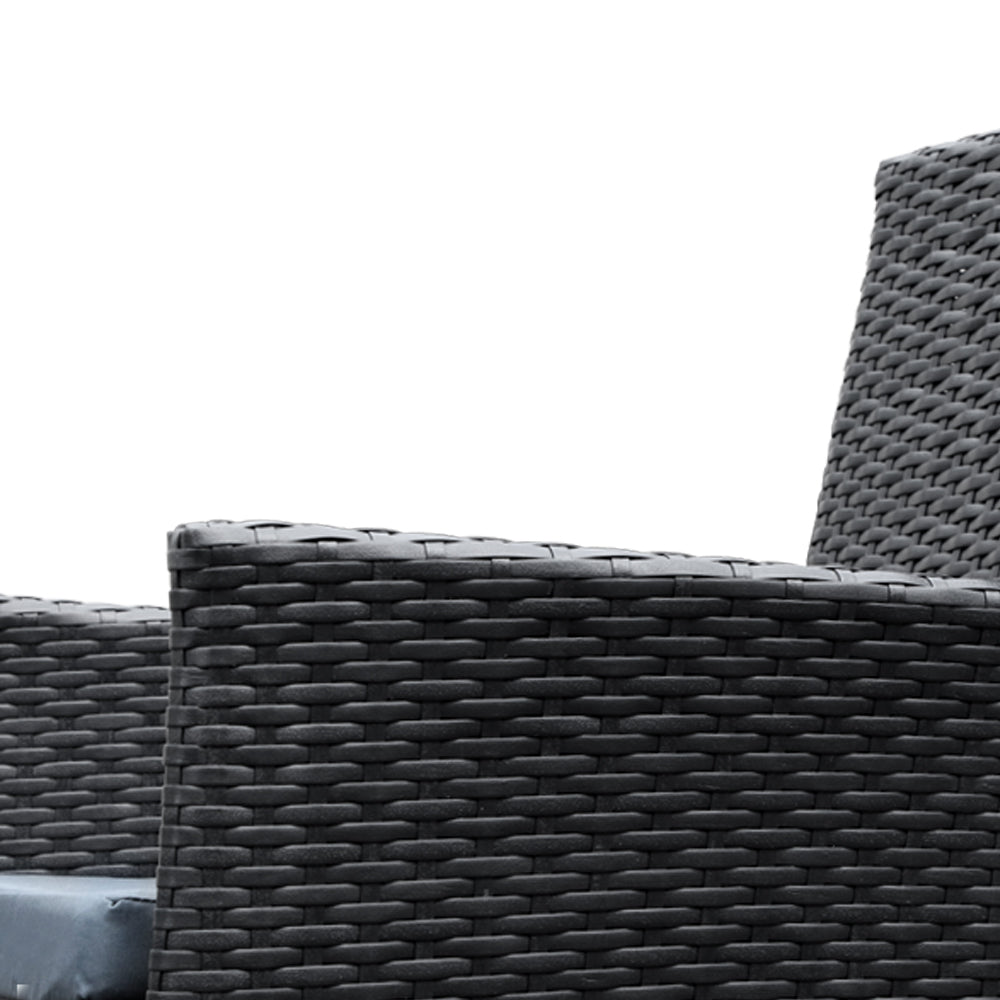 Outdoor Dining Set 9 Piece Wicker Lounge Setting Black