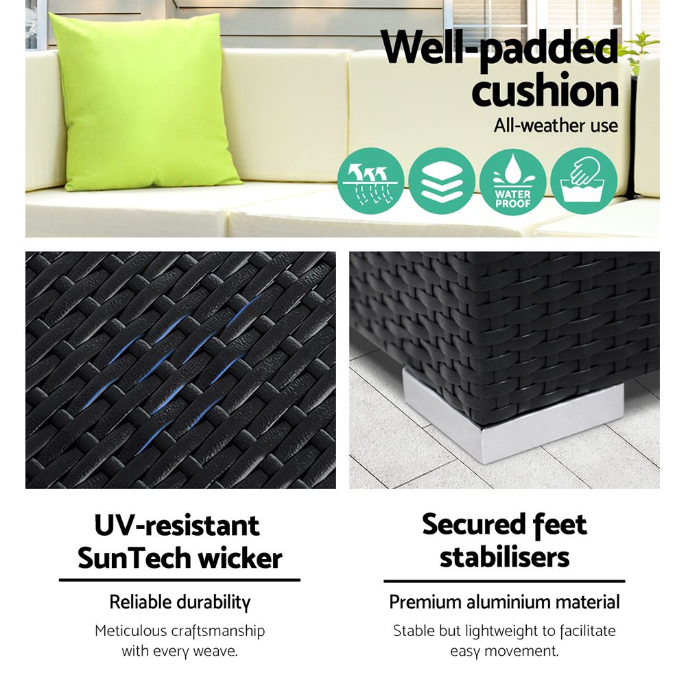 10-Piece Outdoor Sofa Set Wicker Couch Lounge Setting Cover