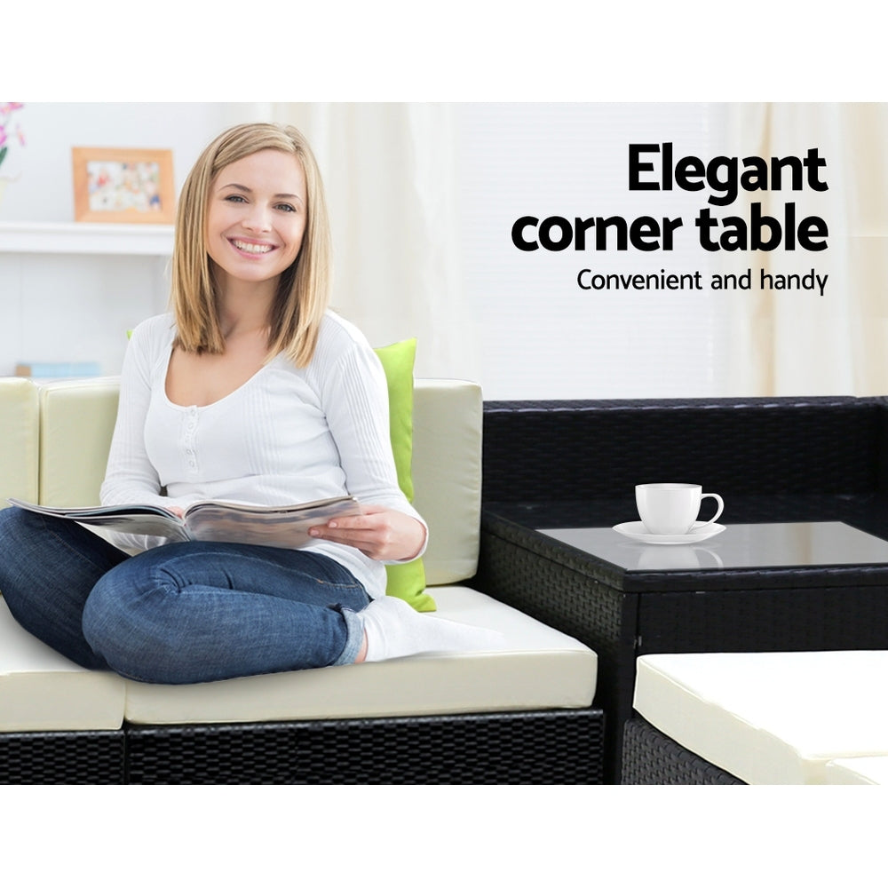 11PC Sofa Set with Storage Cover Outdoor Furniture Wicker