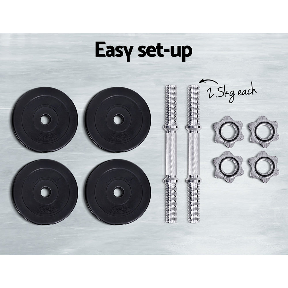 15kg Dumbbell Set Weight Plates Dumbbells Lifting Bench