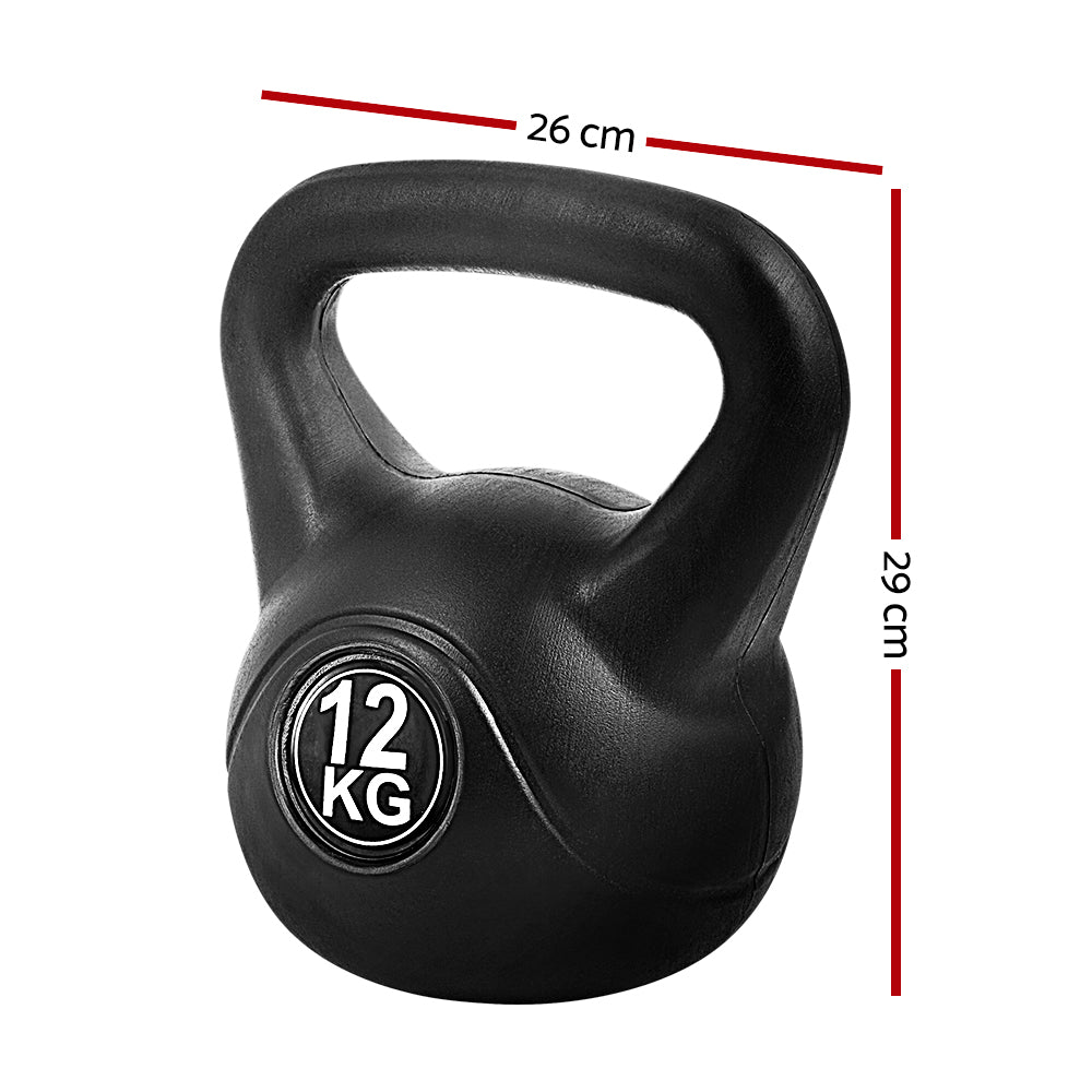 12kg Kettlebell Set Weight Lifting Bench Dumbbells Kettle Bell Gym Home