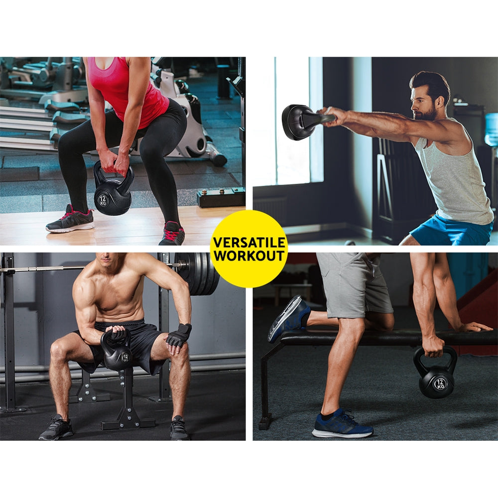 12kg Kettlebell Set Weight Lifting Bench Dumbbells Kettle Bell Gym Home
