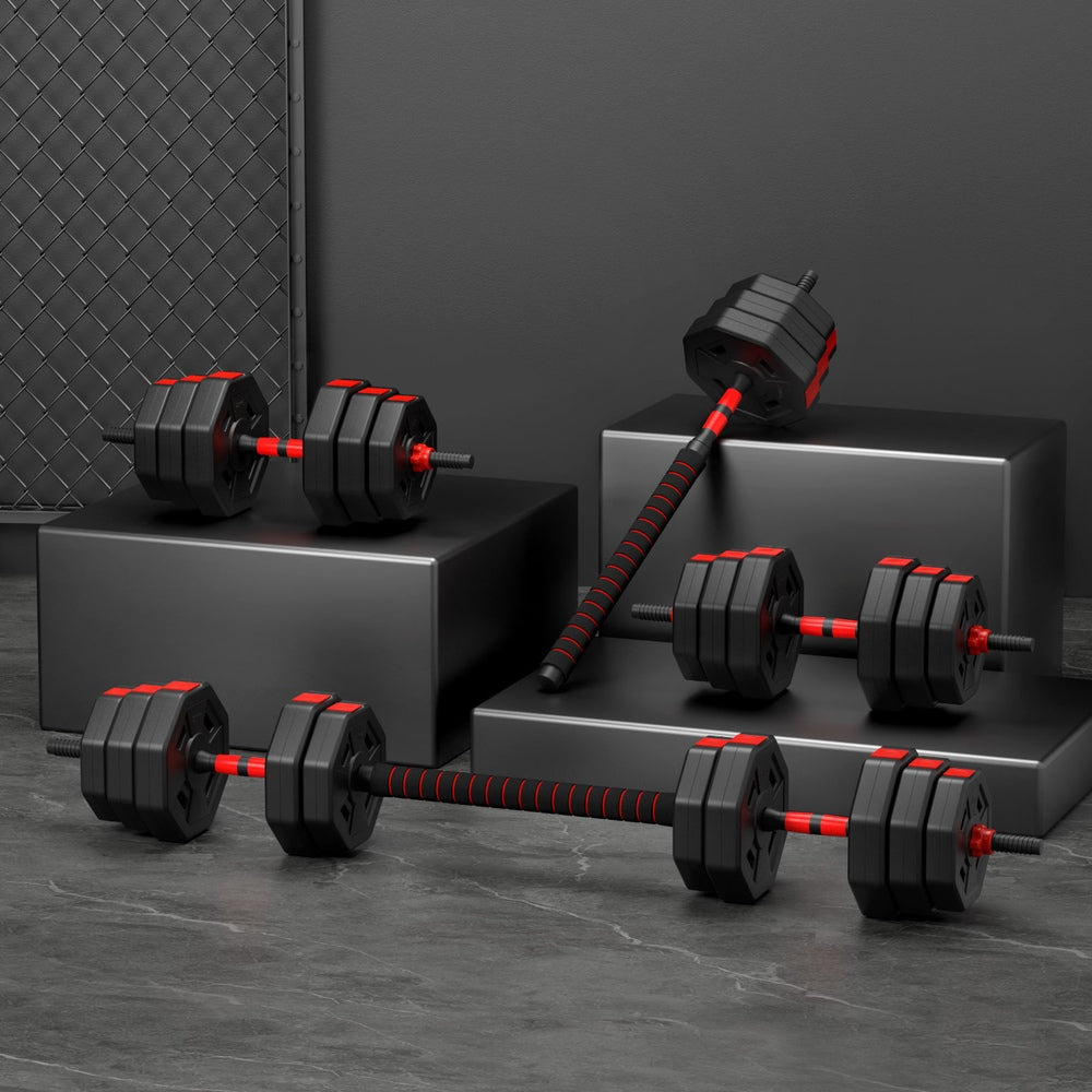 40kg Adjustable Dumbbell Barbell Set Weight Plates Home Workout