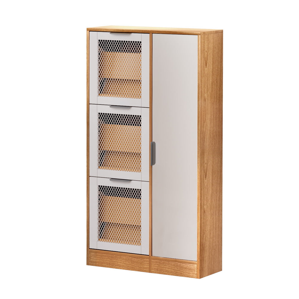 Shoe Rack Cabinet Mirror White