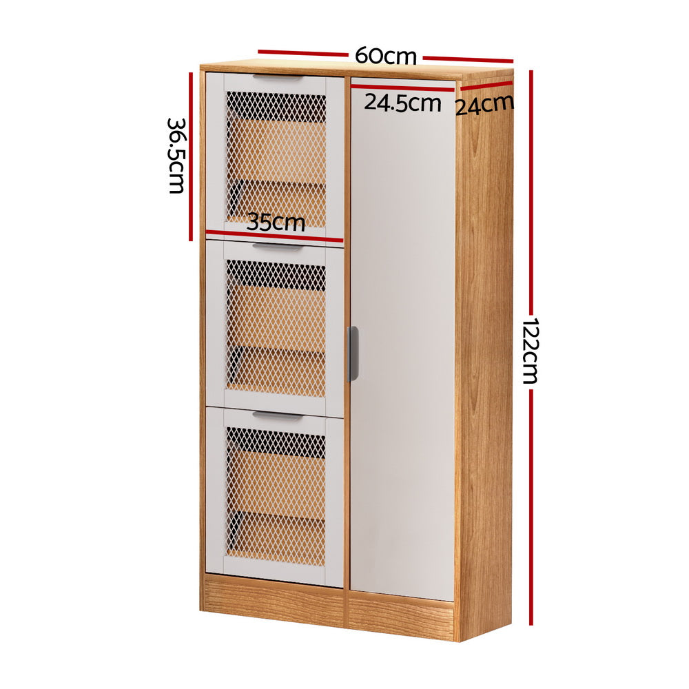 Shoe Rack Cabinet Mirror White