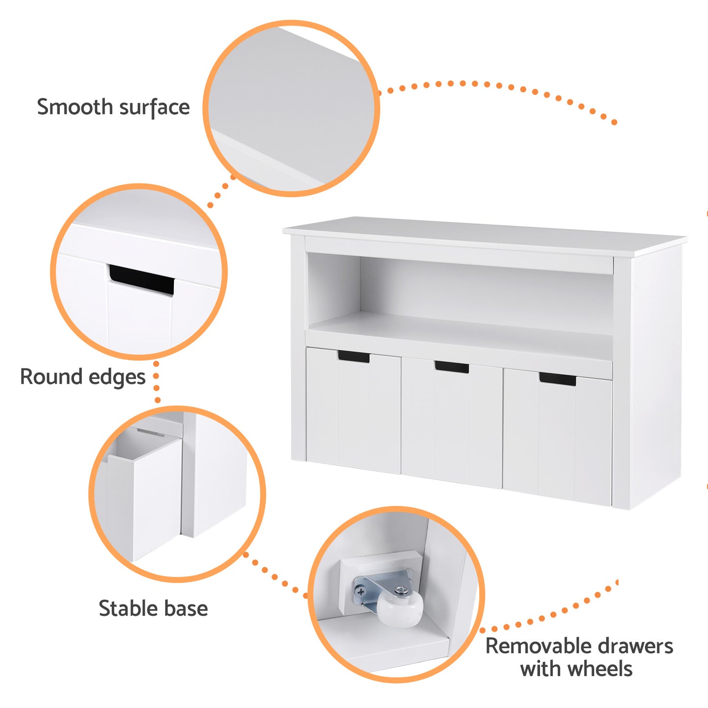 Kids Bookshelf 3 Drawers Storage Children Bookcase Toy Organiser Display