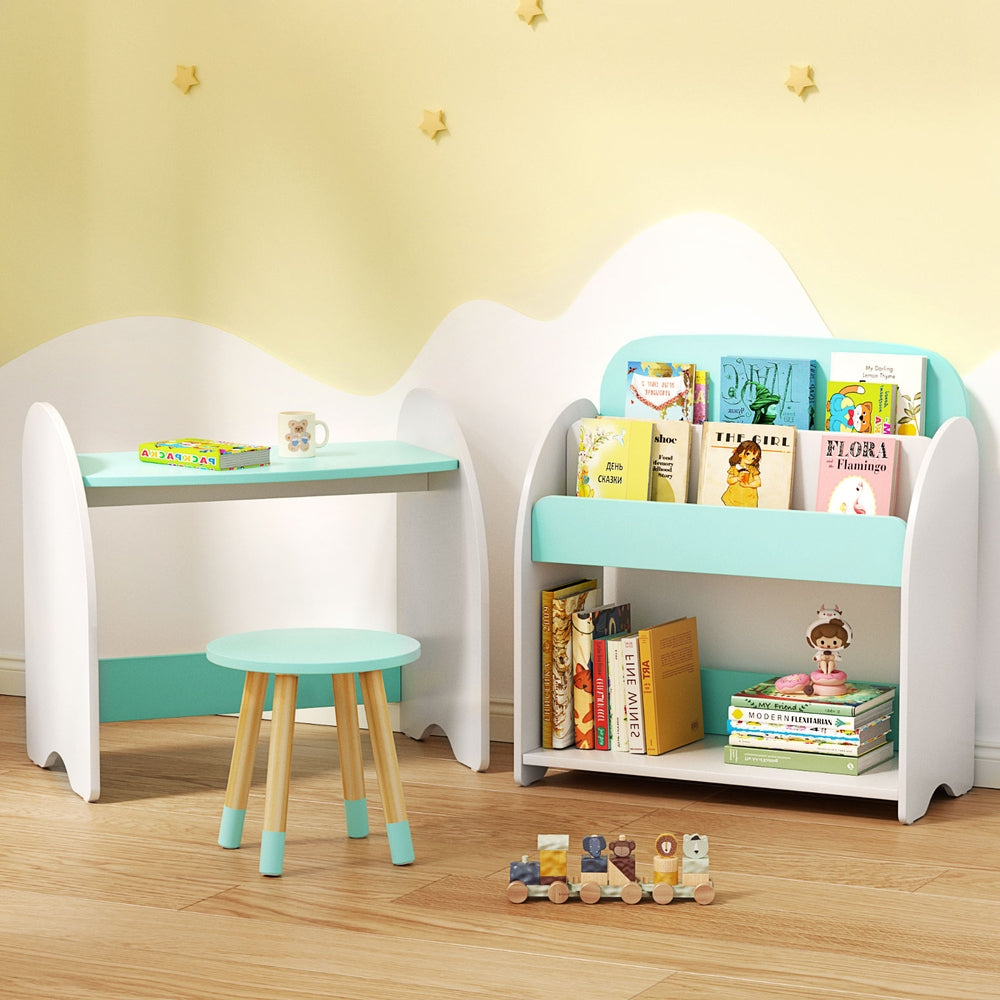 Kids Bookshelf 2 In 1 Table Chair Set Bookcase Toys Shelves Children Organiser