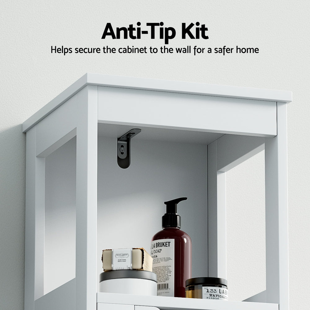 Bathroom Storage Cabinet 89cm Floor Toilet Drawer Bedroom Organizer Standing White