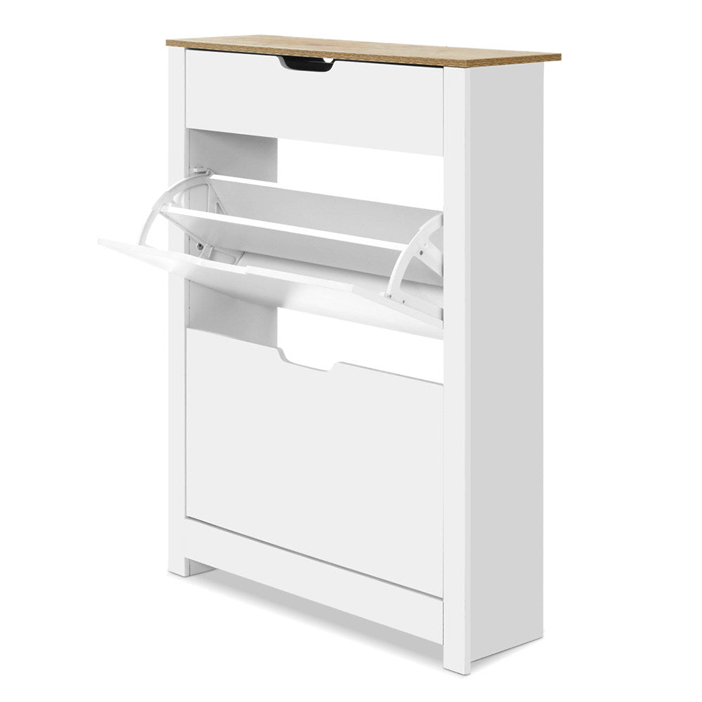 Shoe Rack Cabinet 16 Pairs White Ana