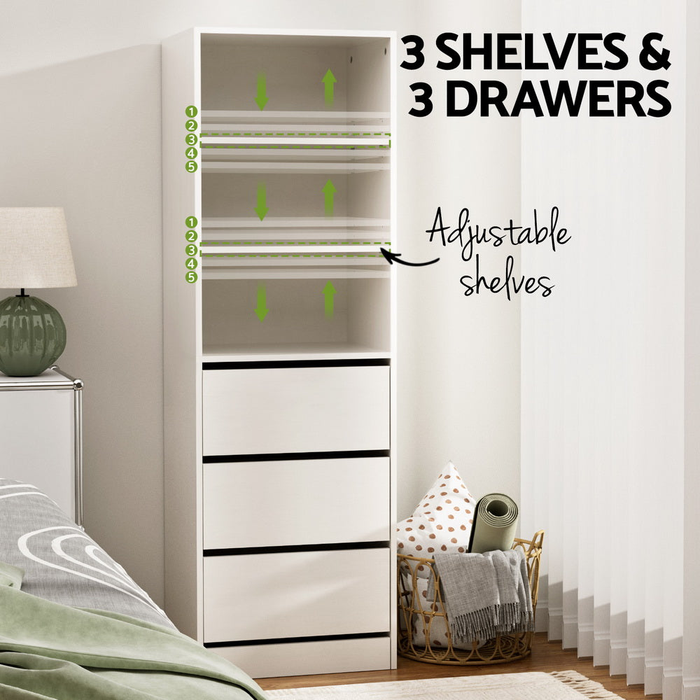 3 Chest of Drawers Tallboy Cabinet White