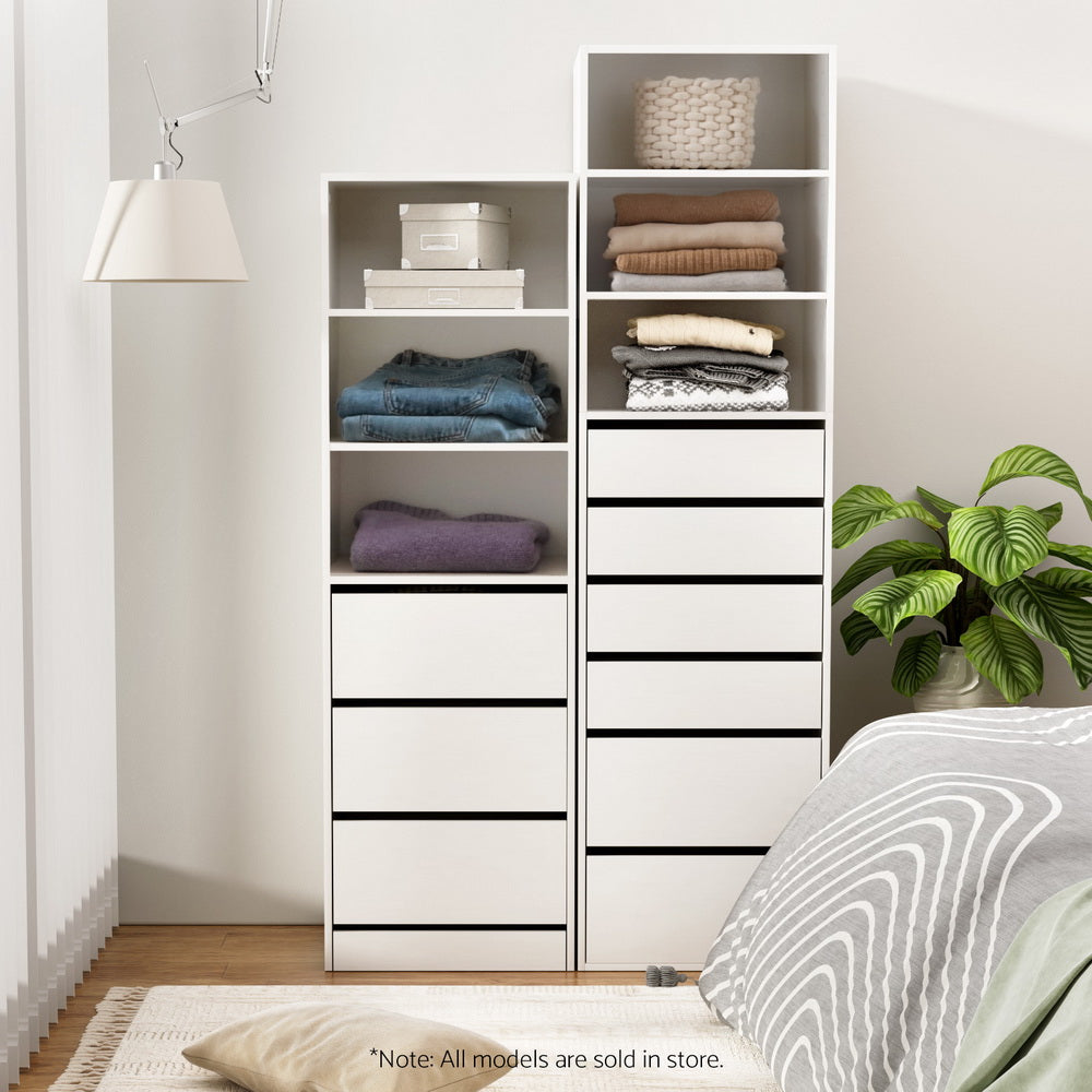 3 Chest of Drawers Tallboy Cabinet White