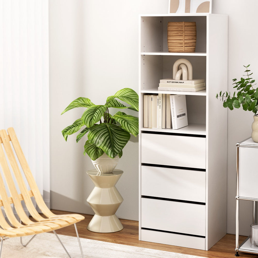 3 Chest of Drawers Tallboy Cabinet White