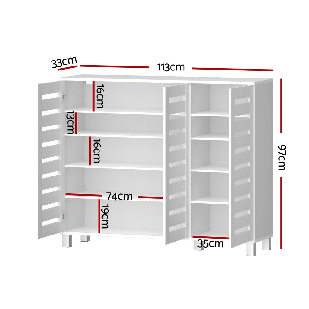 Shoe Rack Cabinet 30 Pairs Adjustable Shelf White