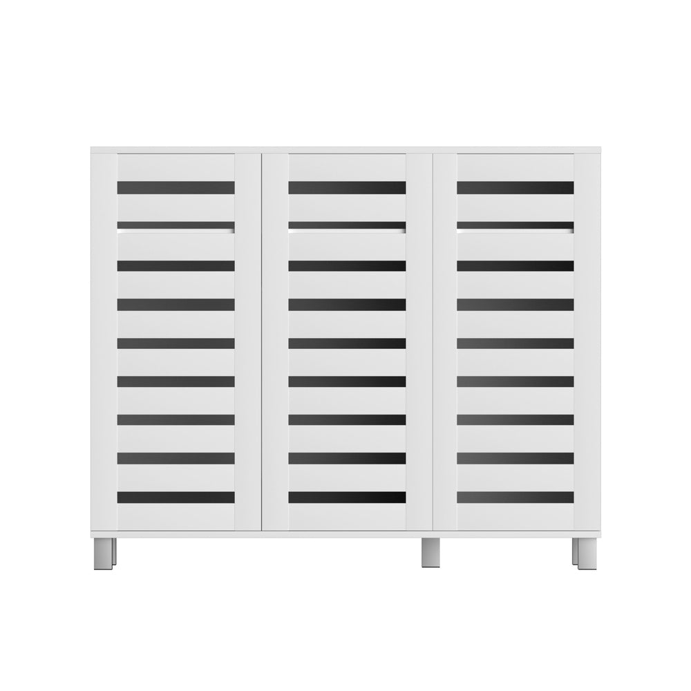 Shoe Rack Cabinet 30 Pairs Adjustable Shelf White