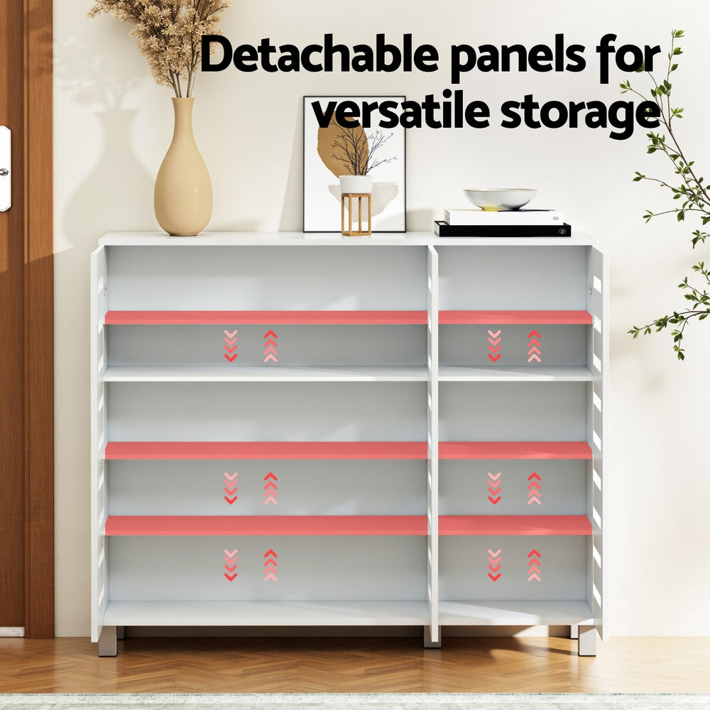 Shoe Rack Cabinet 30 Pairs Adjustable Shelf White
