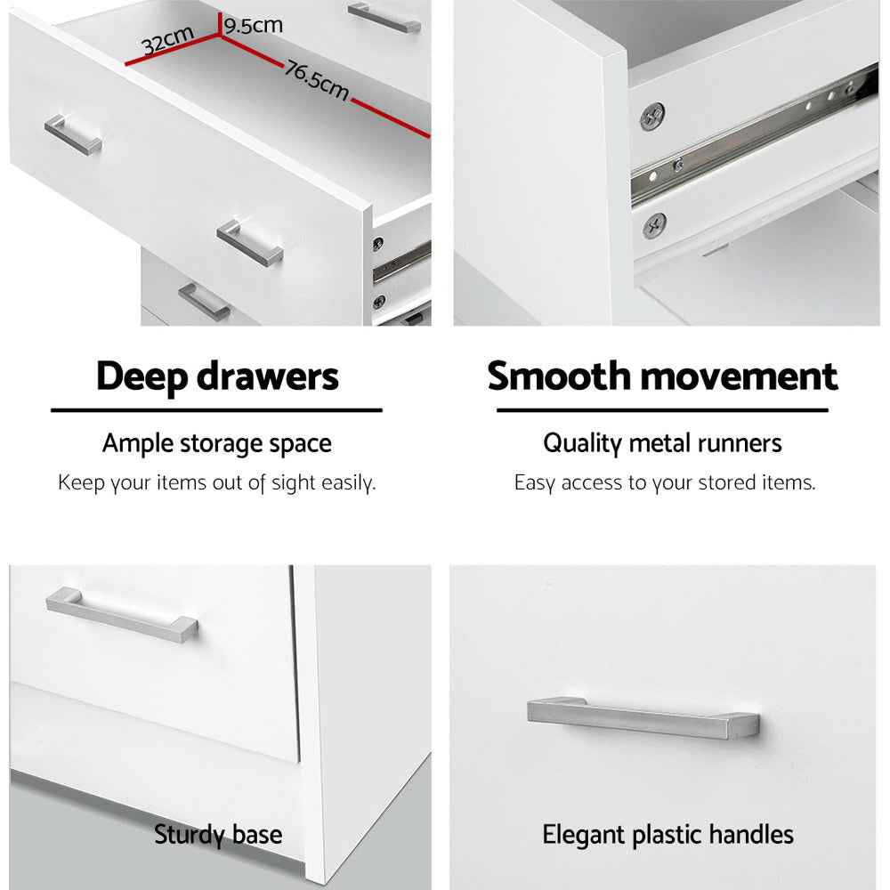 6 Chest of Drawers - ANDES White