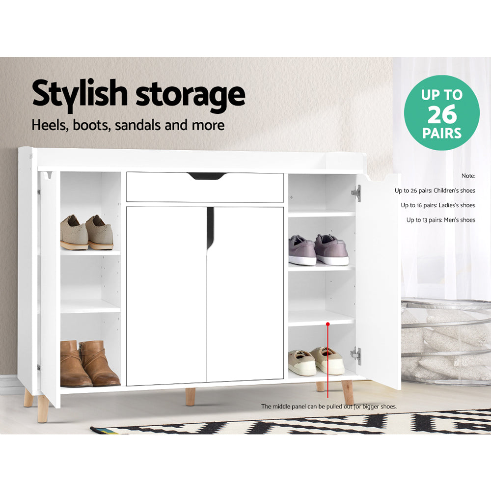 Shoe Rack Cabinet 26 Pairs Adjustable White Cissy