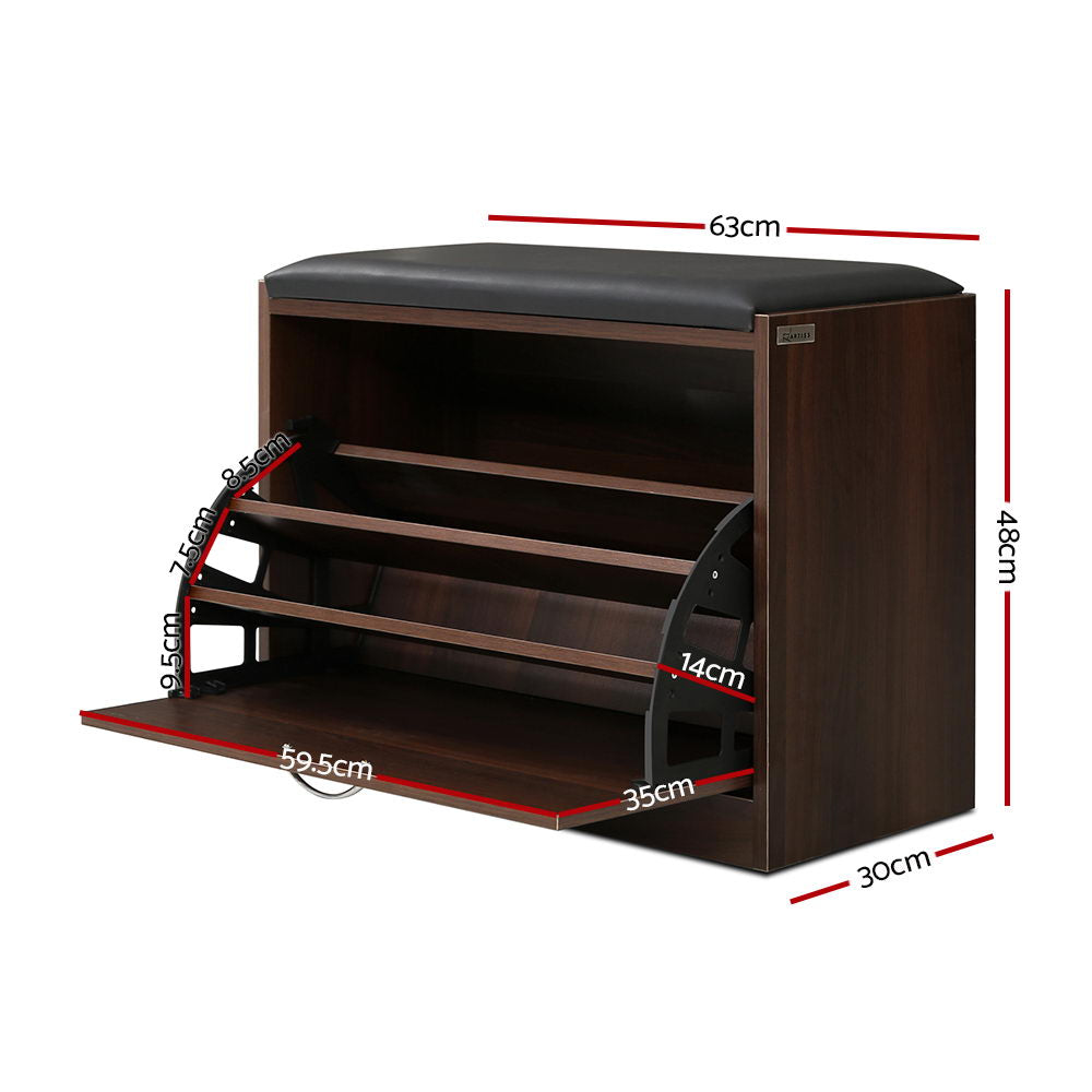 Shoe Rack Cabinet Bench15 Pairs Walnut Kyla