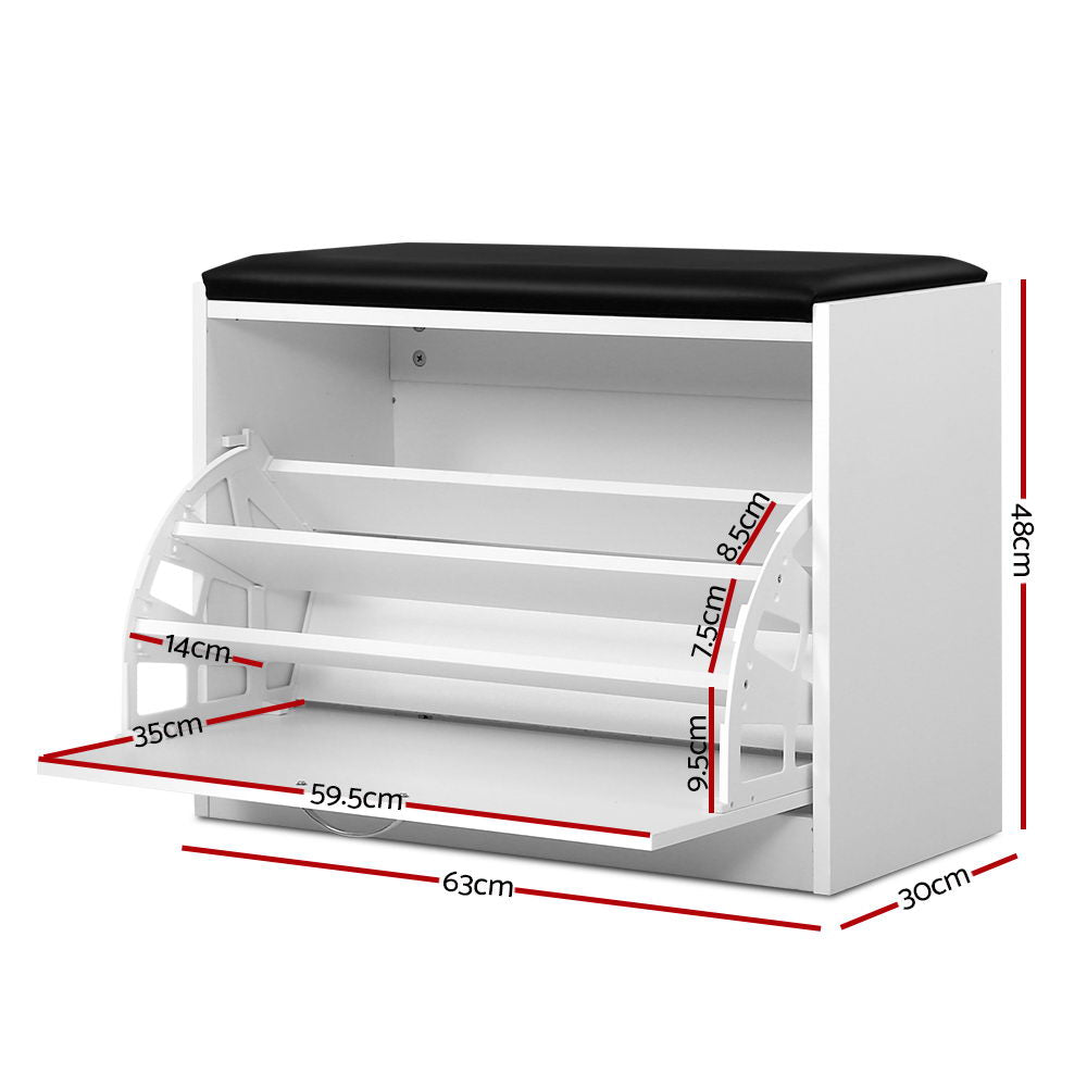 Shoe Rack Cabinet Bench 15 Pairs White Kyla