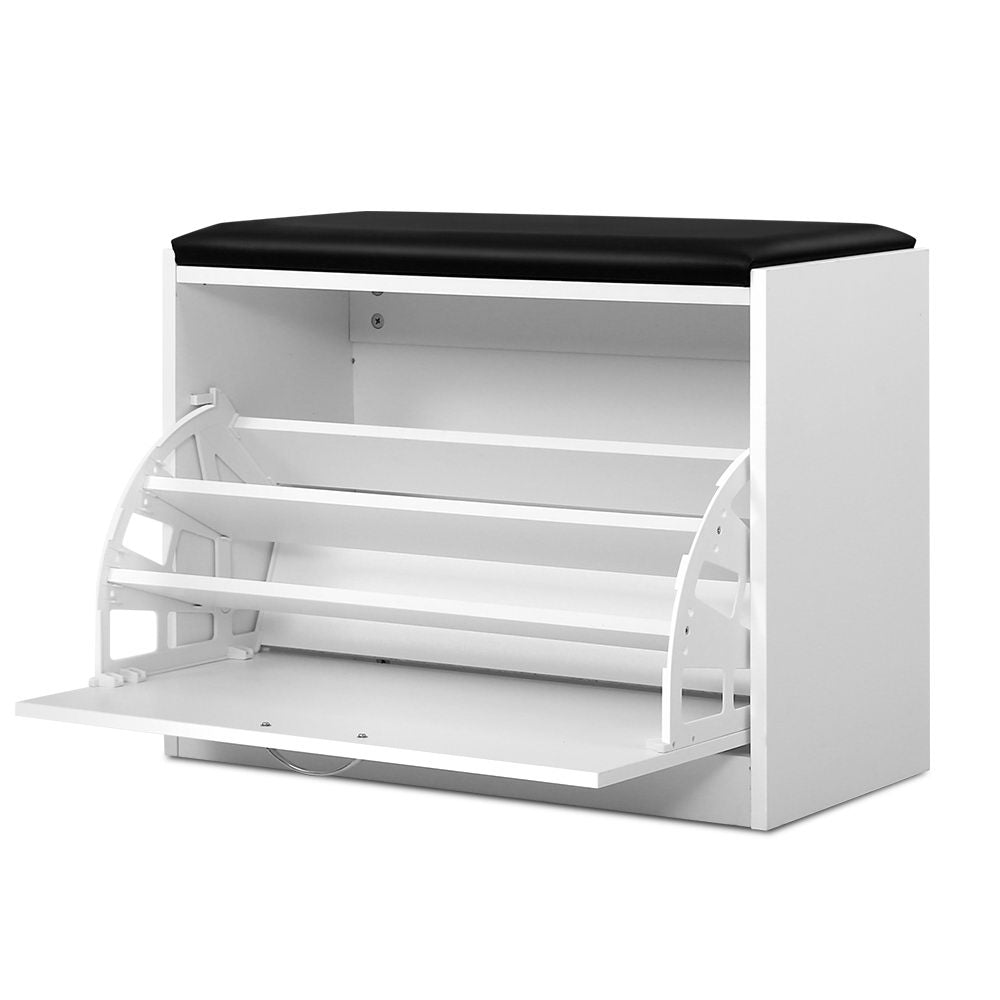 Shoe Rack Cabinet Bench 15 Pairs White Kyla