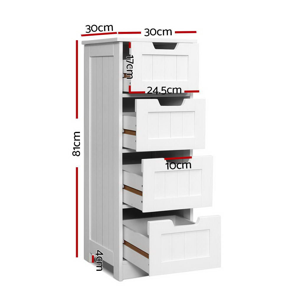 4 Chest of Drawers - LEESA White