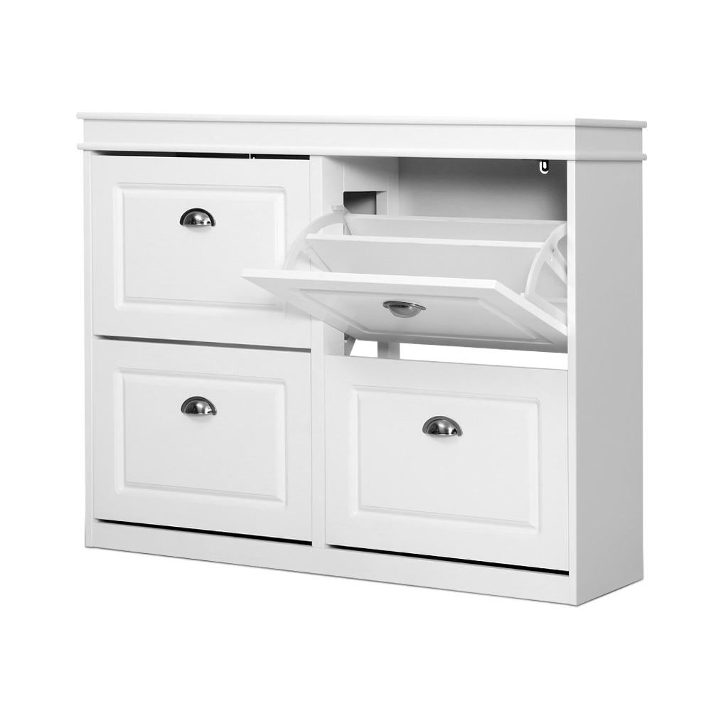 Shoe Rack Cabinet 16 Pairs 4-tier White Paul