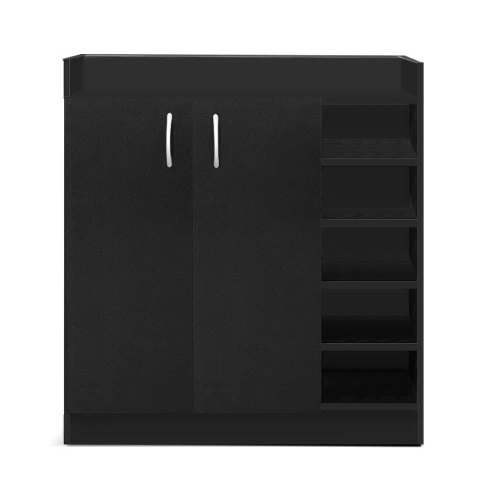 Shoe Rack Cabinet 21 Pairs Adjustable Shelves Black Clair