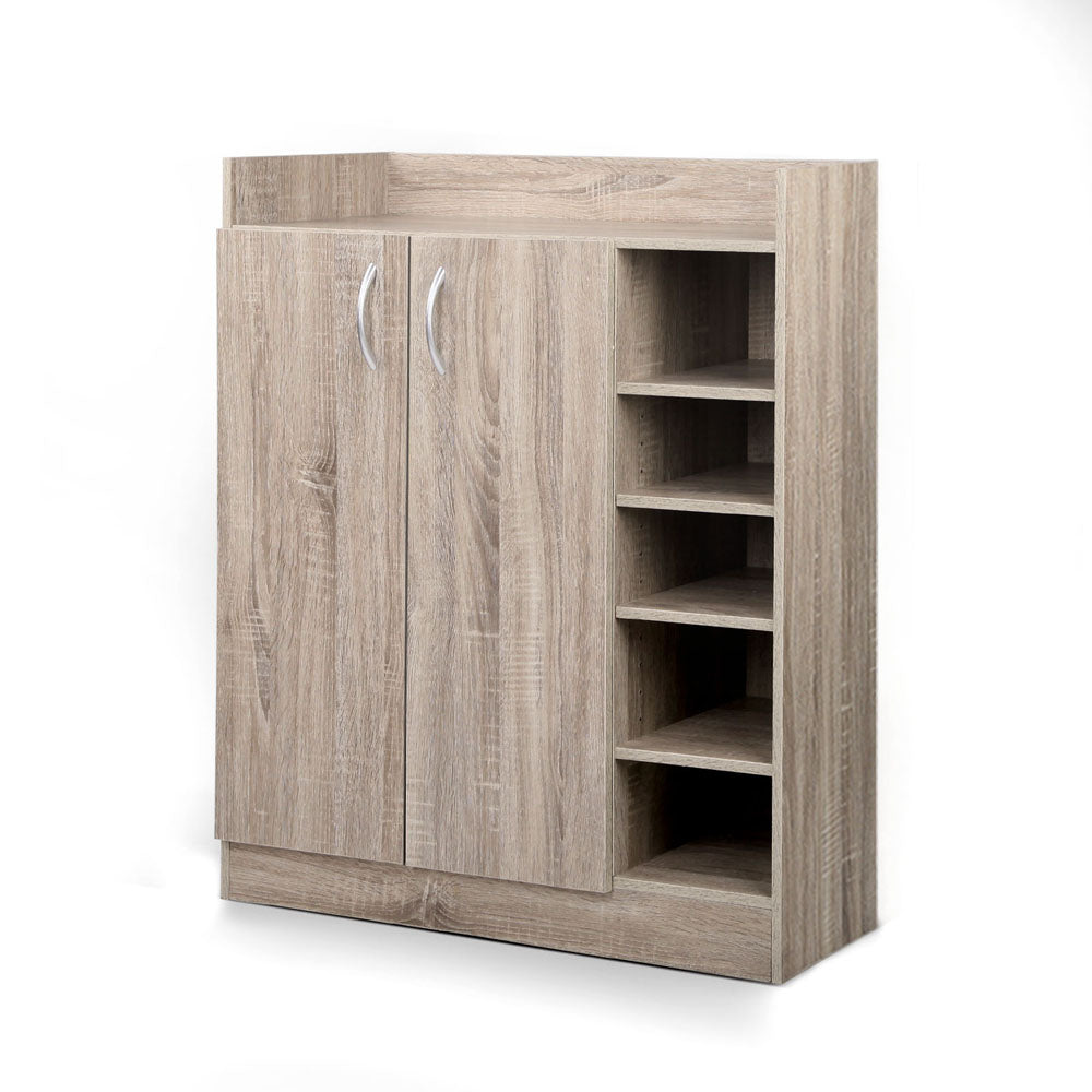 Shoe Rack Cabinet 21 Pairs Adjustable Shelves Pine Clair