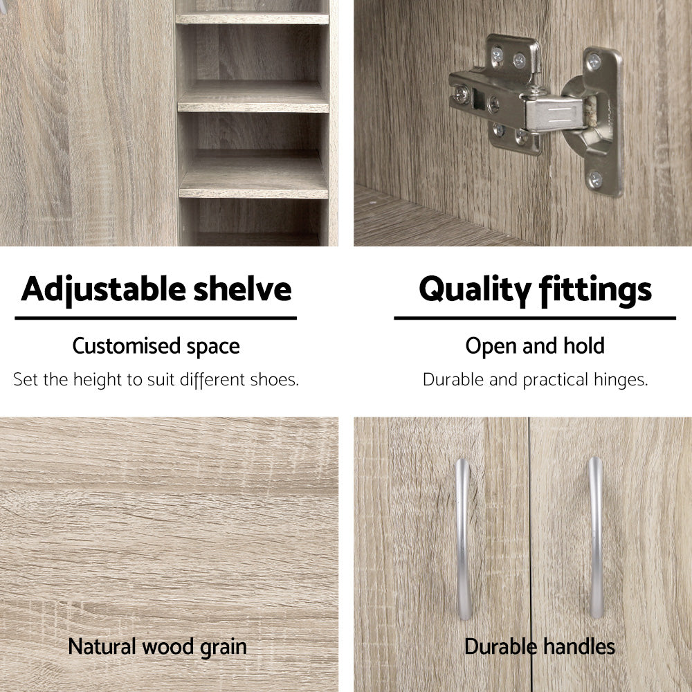 Shoe Rack Cabinet 21 Pairs Adjustable Shelves Pine Clair