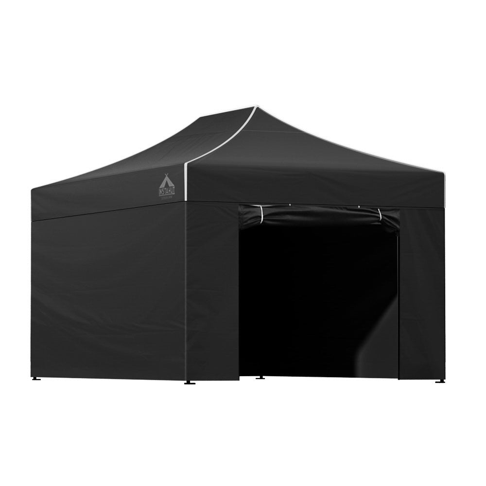 Gazebo Pop Up Marquee 3x4.5 Folding Tent Wedding Gazebos 500D Black
