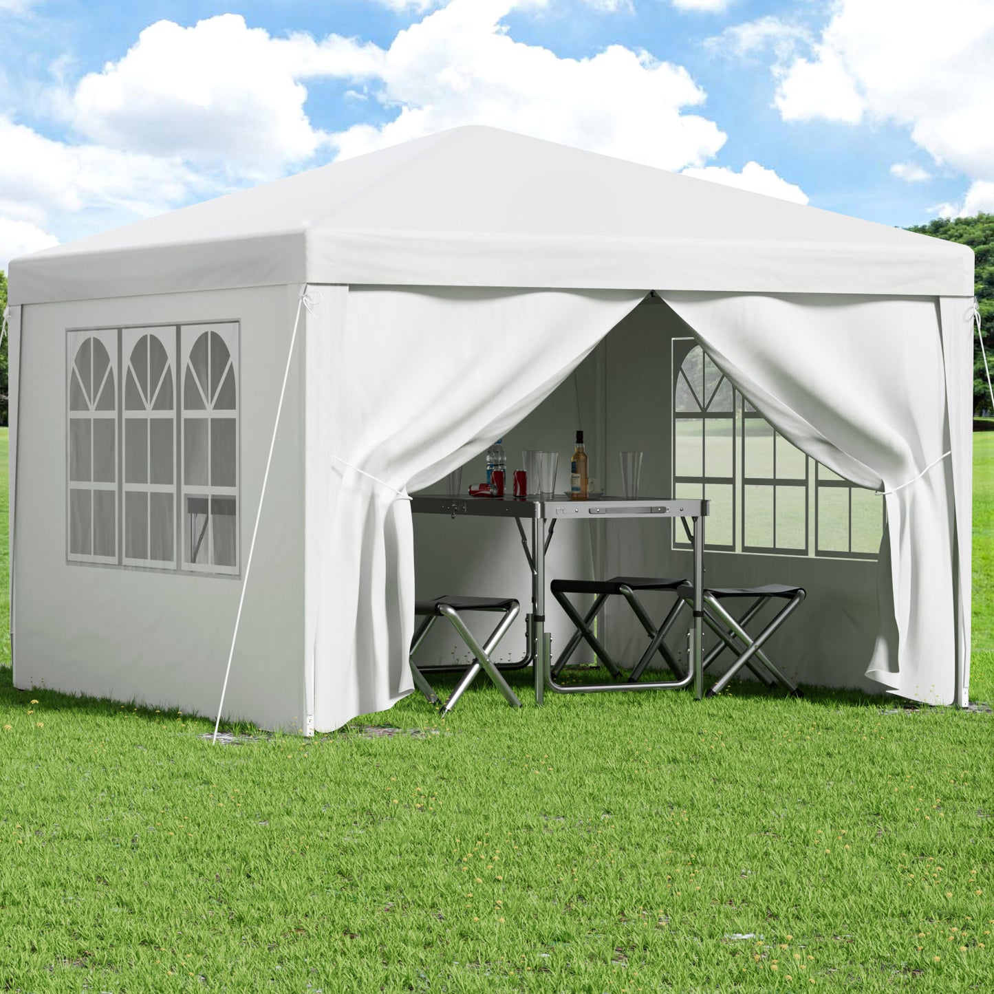 Gazebo 3x3 Pop Up Marquee Folding Tent Wedding Gazebos Camping Outdoor Canopy White