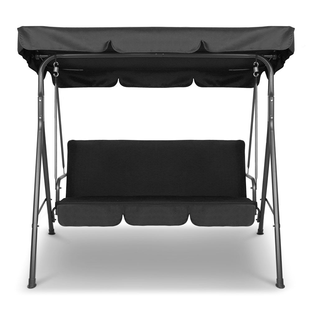 Outdoor Swing Chair Garden Chair Bench Furniture Canopy 3 Seater Black