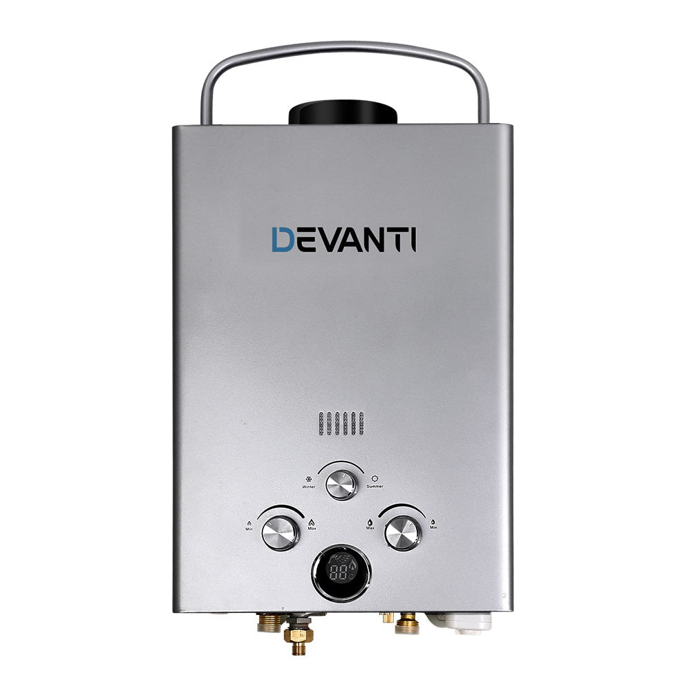 Portable Gas Water Heater 8L/Min LPG System Grey