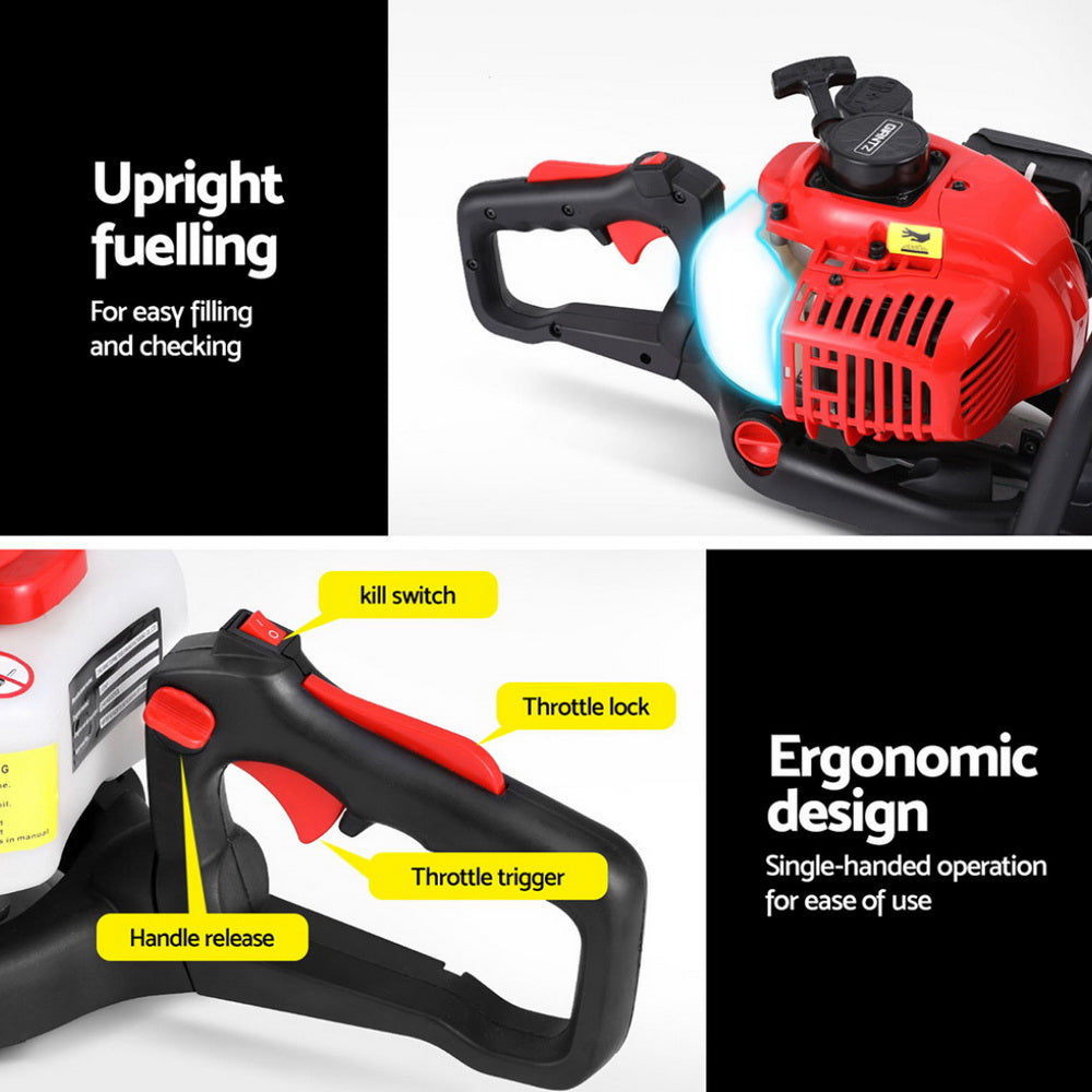 25.4CC Petrol Hedge Trimmer 24 Dual Blade Tree Grass Garden Tool