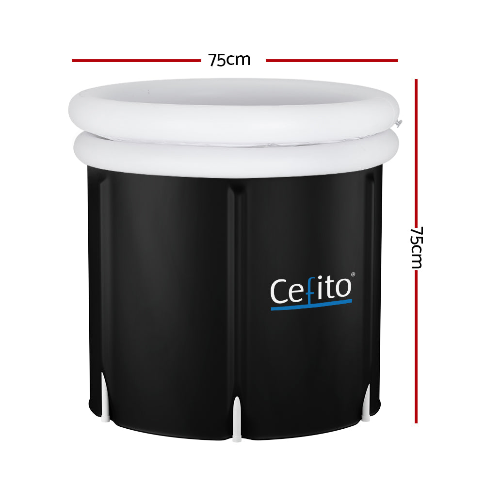 Portable Ice Bath Tub 75X75CM Inflatable Folding Bathtub Spa Massage