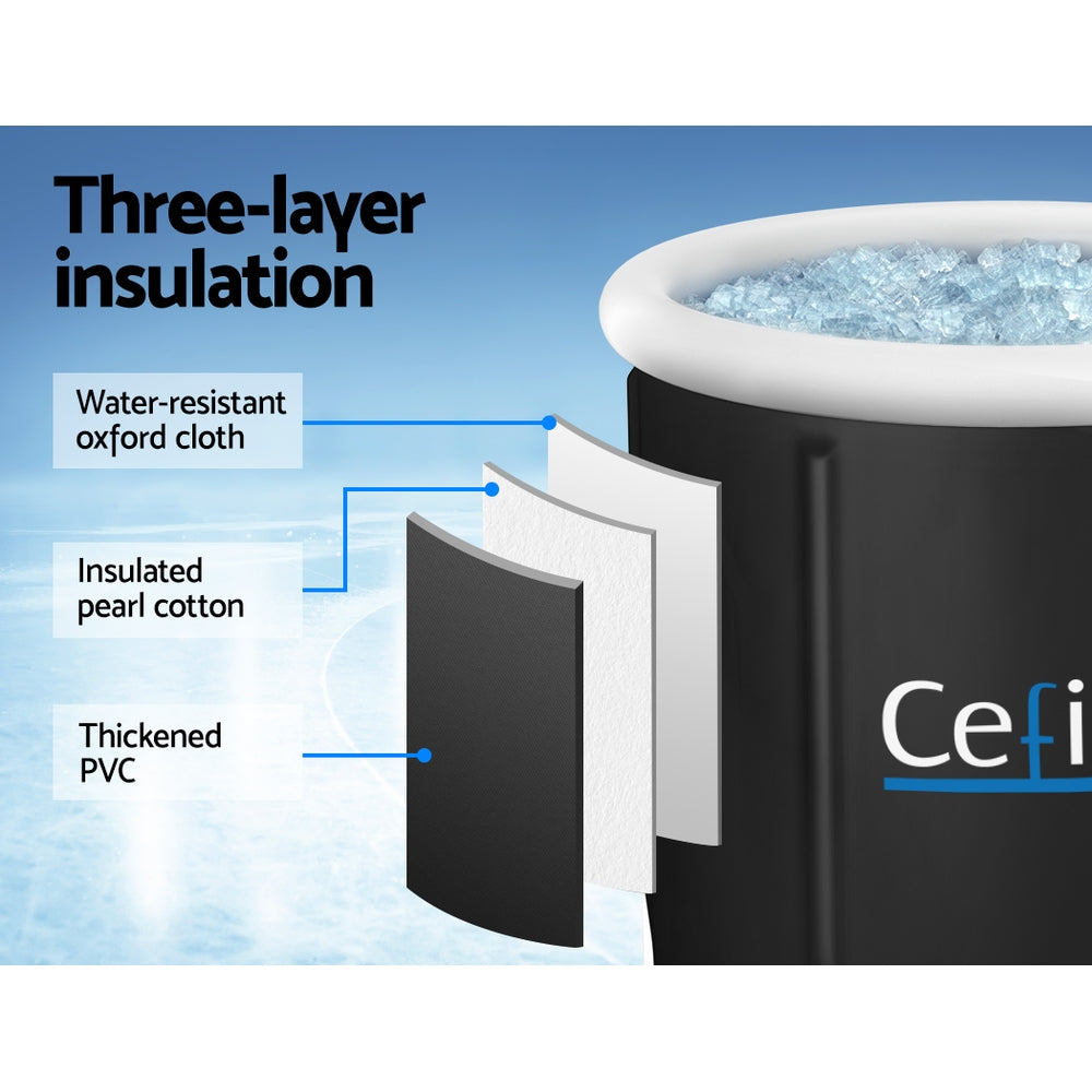 Portable Ice Bath Tub 75X75CM Inflatable Folding Bathtub Spa Massage