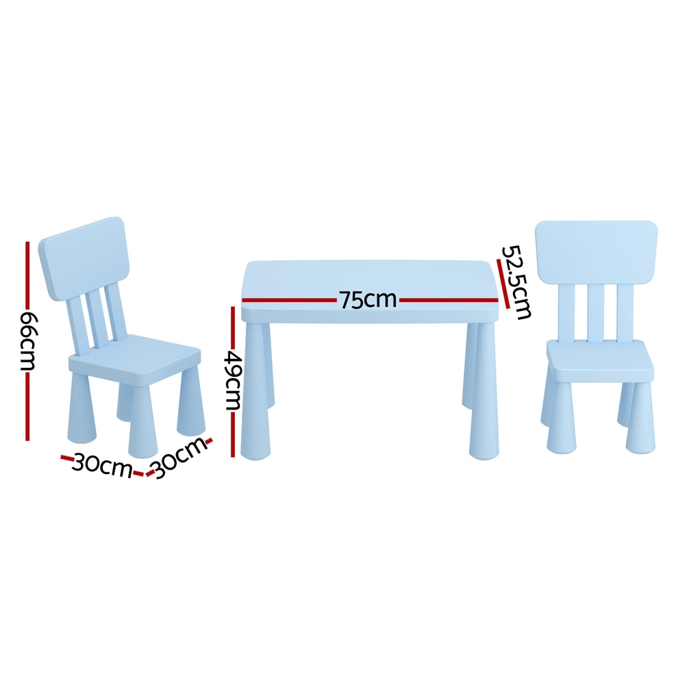1 Kids Table and 2 Chairs Set Blue
