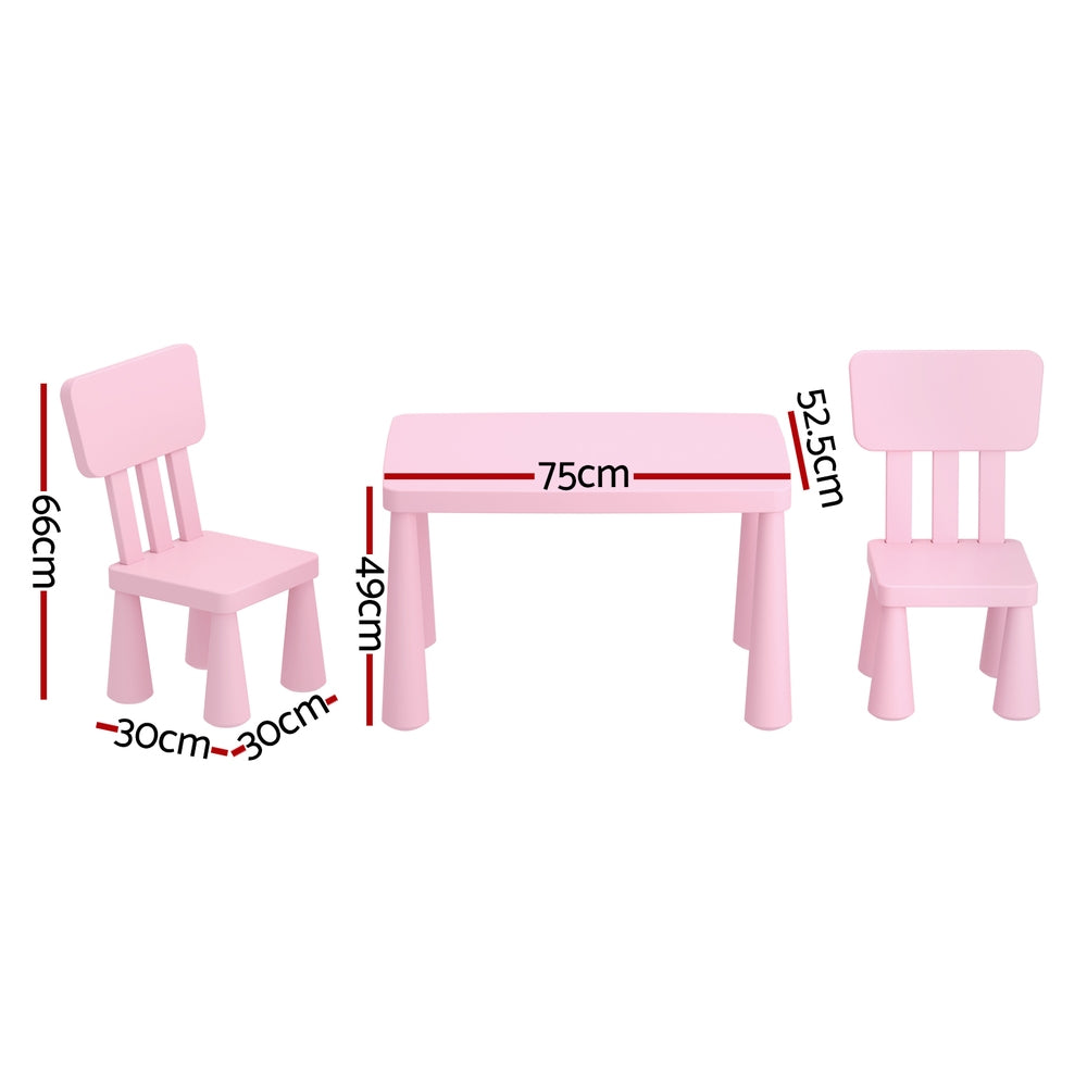 1 Kids Table and 2 Chairs Set Pink