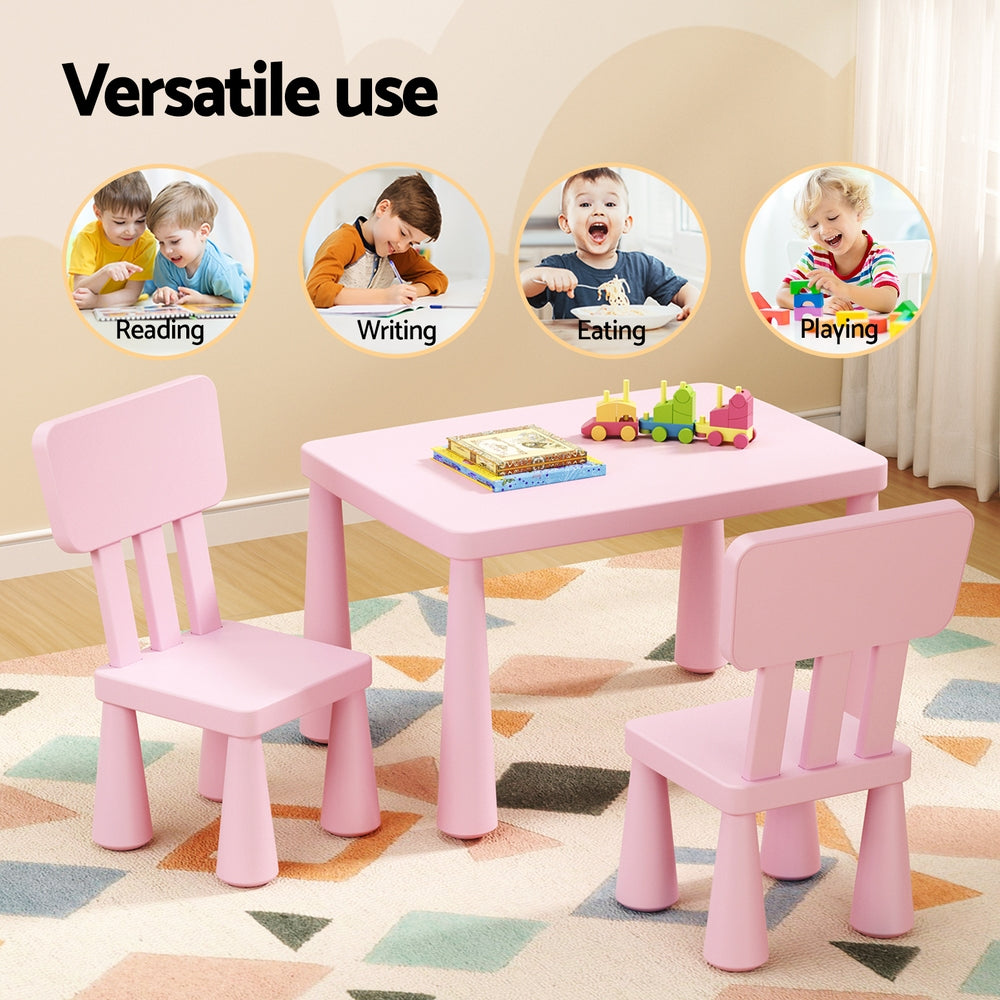 1 Kids Table and 2 Chairs Set Pink