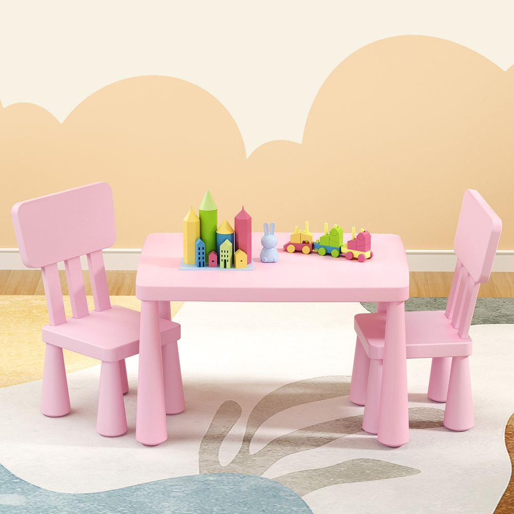 1 Kids Table and 2 Chairs Set Pink
