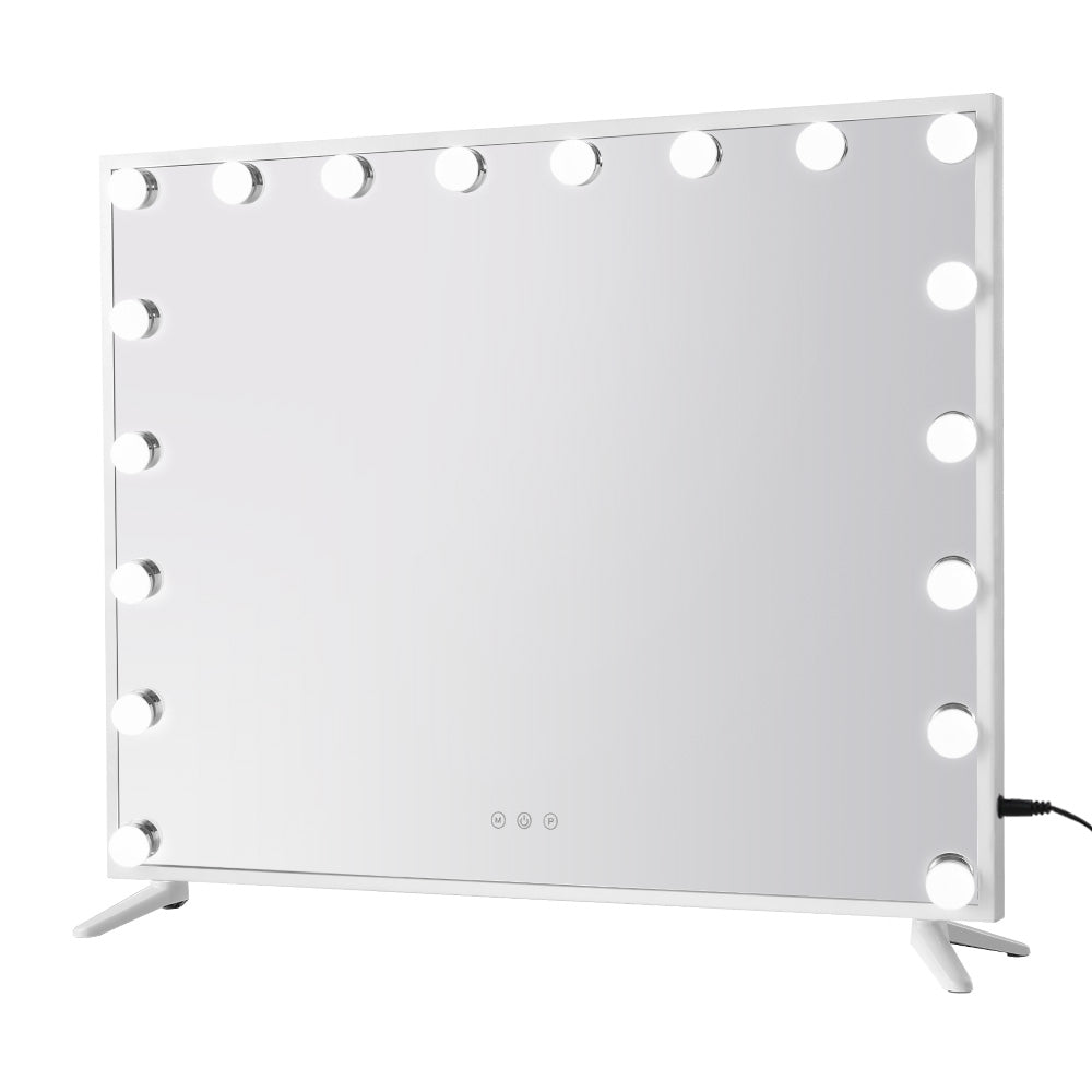 80x65cm Makeup Mirror Hollywood Vanity with LED Light White Frame